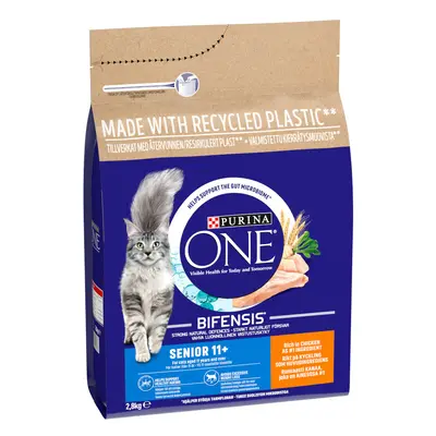 4 x 2.8kg/3kg Purina ONE Dry Cat Food - 20% Off! * - Senior 11+ Chicken & Whole Grains (4 x 2.8k