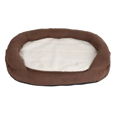 Oval Memory Foam Dog Bed - Brown - 118 x 74 x 24 cm (L x W x H)