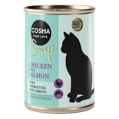 24 x 100g Cosma Soup Wet Cat Food - 20 + 4 Free! * - Chicken & Salmon with Courgettes & Carrots 