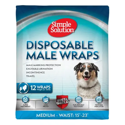 Simple Solution Disposable Diaper for Male Dogs - Size M: 38 - 58 cm, 12 pieces