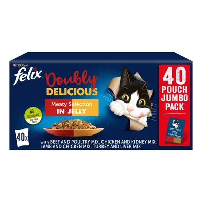 Felix As Good As It Looks - Doubly Delicious Jumbo Pack 40 x 100g - Meaty Selection in Jelly