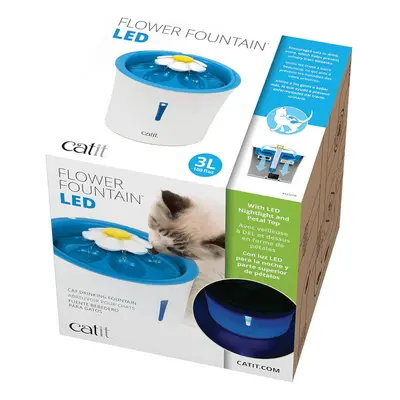 Catit Flower Fountain with LED Nightlight - Bundle: 3l Fountain + 2x Replacement Filters