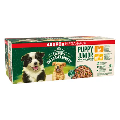 James Wellbeloved Puppy Hypoallergenic Pouches - Turkey, Lamb & Chicken in Gravy - 48 x 90g