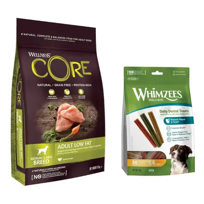 Wellness Core Dry Dog Food + Whimzees Dog Snacks - Bundle Price! * - Medium & Large Adult Low Fa