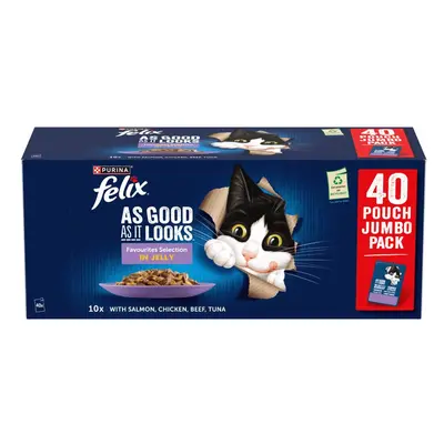 Felix As Good As It Looks Jumbo Pack 40 x 85g - Favourites Selection in Jelly