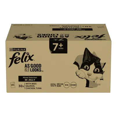 Felix Senior As Good As It Looks Mega Pack 120 x 85g - Mixed Selection in Jelly (Beef, Chicken, 