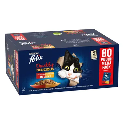 Felix As Good As It Looks Mega Pack 80 x 85g - Doubly Delicious Countryside Selection in Jelly