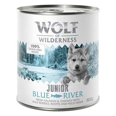 24 x 800g Wolf of Wilderness Wet Dog Food – Special Price! * - Junior Duo-Protein Recipe Blue Ri