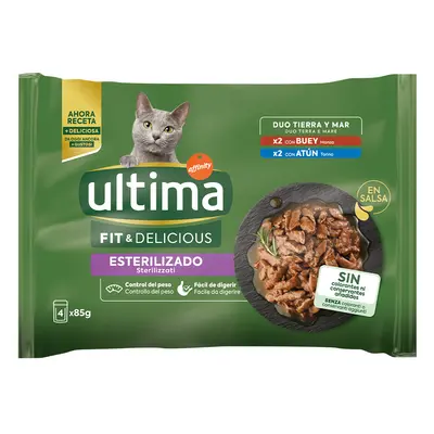 96 x 85g Ultima Sterilised Wet Cat Food - 86 + 10 Free! * - Beef & Tuna (96 x 85g)