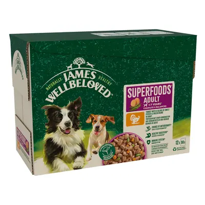 James Wellbeloved Adult Hypoallergenic Superfoods Pouches - Turkey in Gravy - Saver Pack: 48 x 9