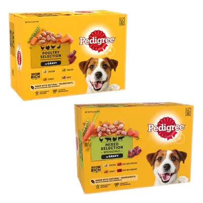 12 x 100g Pedigree Wet Dog Food - 10 + 2 Free! * - Mixed Selection in Gravy (12 x 100g)