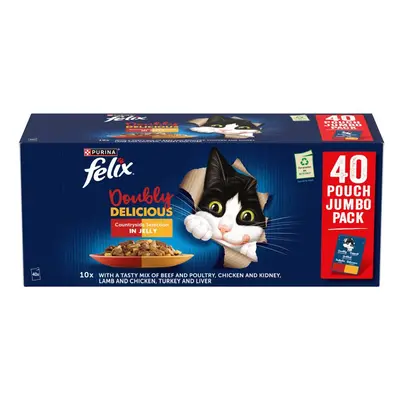 Felix As Good As It Looks - Doubly Delicious Jumbo Pack 40 x 85g - Countryside Selection in Jell