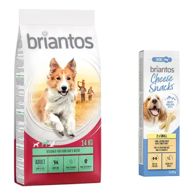 14kg Briantos Dry Dog Food + 2 x 27g Briantos Dog Snack Free! * - Adult Lamb & Rice (14kg) + Sma