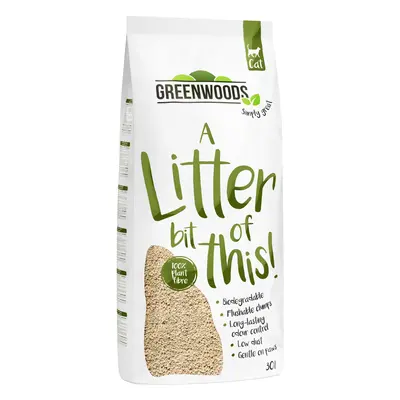 Greenwoods Plant Fibre Natural Clumping Litter - Economy Pack: 2 x 30l