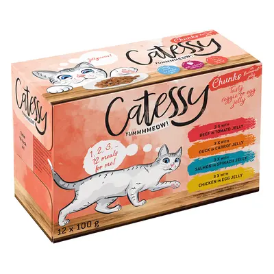 Catessy Pouches Saver Pack 48 x 100g - Chunks in Vegetable or Egg Jelly