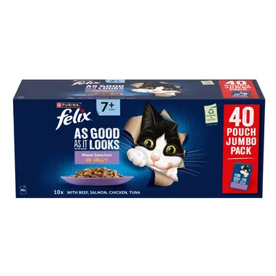 Felix Senior As Good As It Looks Saver Pack 40 x 85g - Mixed Selection in Jelly