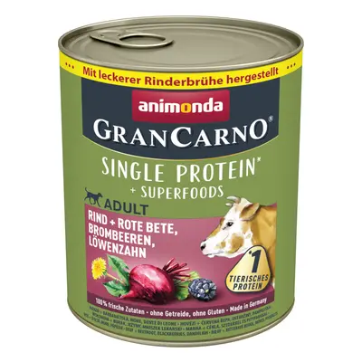 Animonda GranCarno Superfoods Adult 6 x 800g - Beef, Beetroot, Blackberries & Dandelion