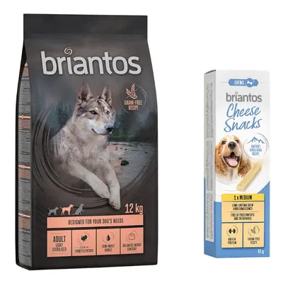 Briantos Dry Dog Food + 60g Briantos Dog Cheese Snack Free! * - Adult Light/Sterilised Grain-Fre