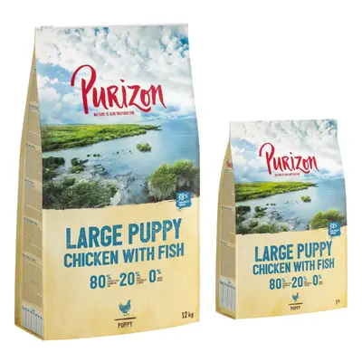 14kg Purizon Dry Dog Food - 12kg + 2kg Free! * - Puppy Large Breed – Grain-Free Chicken & Fish (