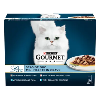 4 x Gourmet Perle Wet Cat Food - 3 + 1 Free! * - Seaside Duo in Gravy (48 x 85g)