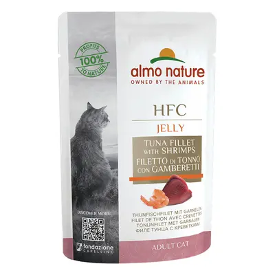 Almo Nature HFC Jelly Pouches for Cats Saver Pack 24 x 55g - Tuna Fillet with Shrimps