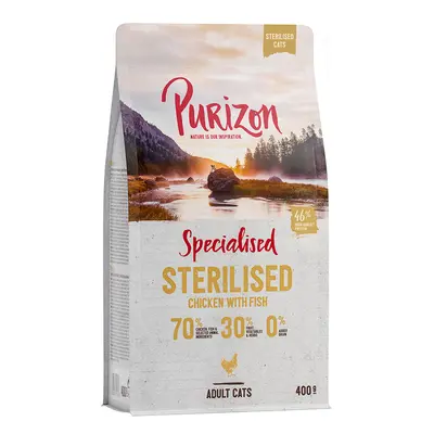 2 x 400g Purizon Dry Cat Food - Special Trial Price! * - Adult Sterilised Grain-Free Chicken & F