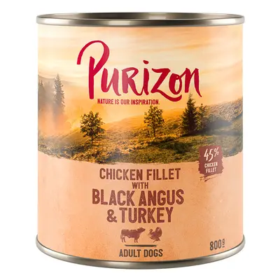 24 x 400g/800g Purizon Wet Dog Food - Special Price! * - Adult Black Angus & Turkey with Sweet P