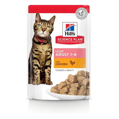 12 x 85g Hill's Science Plan Wet Cat Food - 9 + 3 Free! * - Adult Light Pouches Chicken (12 x 85