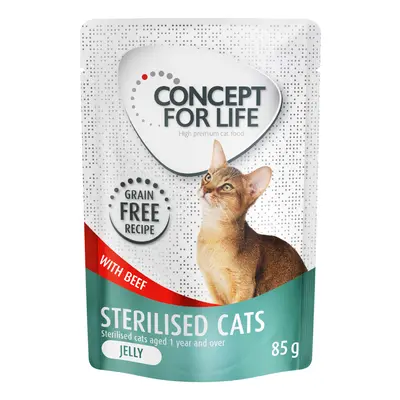 12 x 85g Concept for Life Wet Cat Food - Special Price! * - Sterilised Beef Grain-Free - in Jell