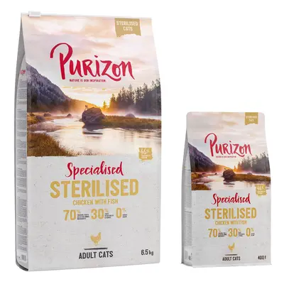 6.9kg Purizon Dry Cat Food - 6.5kg + 400g Free! * - Adult Sterilised Grain-Free Chicken & Fish (