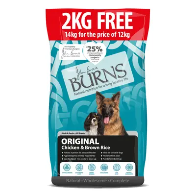 14kg Burns Dry Dog Food - 12kg + 2kg Free! * - Adult & Senior Original Chicken & Brown Rice (14k