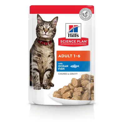 12 x 85g Hill's Science Plan Wet Cat Food - 9 + 3 Free! * - Adult Pouches Ocean Fish (12 x 85g)