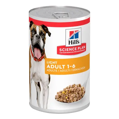 12x Hill's Science Plan Wet Dog Food - 9 + 3 Free! * - Adult 1-6 Light with Chicken (12 x 370g)