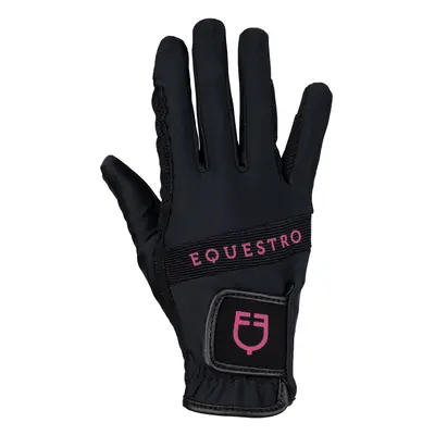 Technical fabric riding gloves with multicoloured logo Equestro