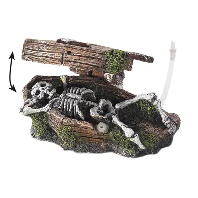 Aquarium decoration Aqua Della Coffin W. Skeleton Bubble Action