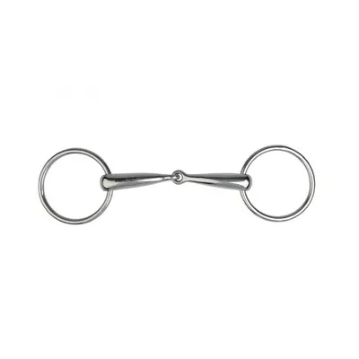 Two-ring snaffle bit for hollow barrel horse Metalab