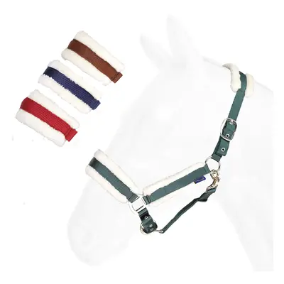 Horse halter with synt. sheepskin lining and nickel buckles Daslö