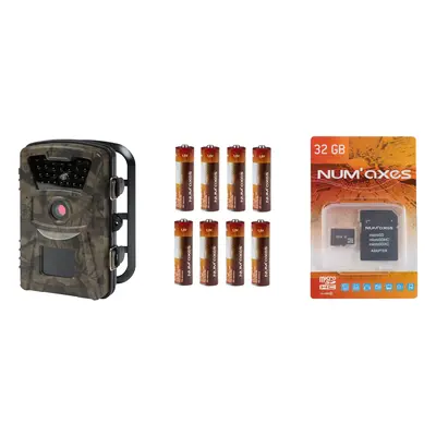 Camera trap + 8 AA batteries + 1 32 GB memory card Num'axes