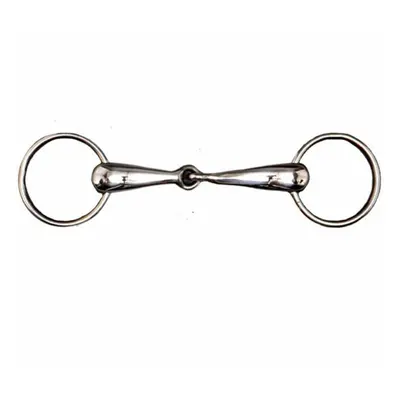 Single broken stainless steel snaffle bit with large barrels Tattini