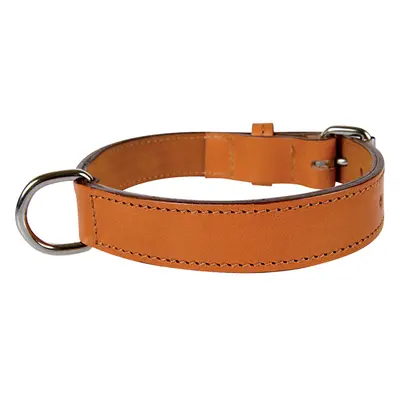 Genuine leather dog collar with lining Zolux