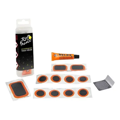 Road-city-mountain bike tire repair kit - box (11 patches + 10g glue + steel rasp) with instruct