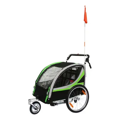 Covered bicycle trailer for stroller 2 places in aluminium maxi fixation wheel axle - delivered 