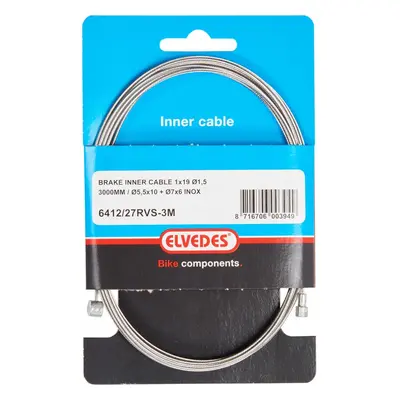 Brake cable 1x19 stainless steel wire ø1,5mm v-head ø5,5x10 and t-nipple Elvedes