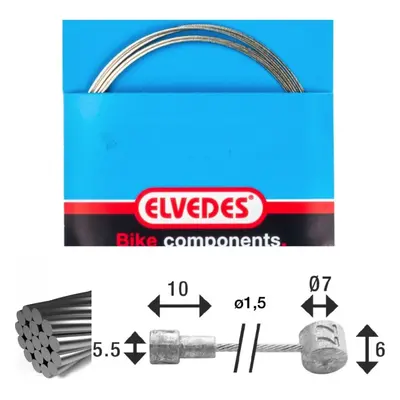 Brake cable 1x19 stainless steel wire ø1,5mm v-head ø5,5x10 and t-nipple Elvedes