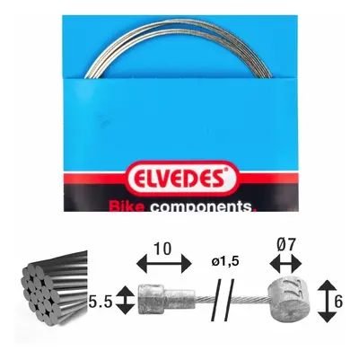 Brake cable 1x19 wire galvanized ø1,5mm v-head ø5,5x10 and t-nip Elvedes