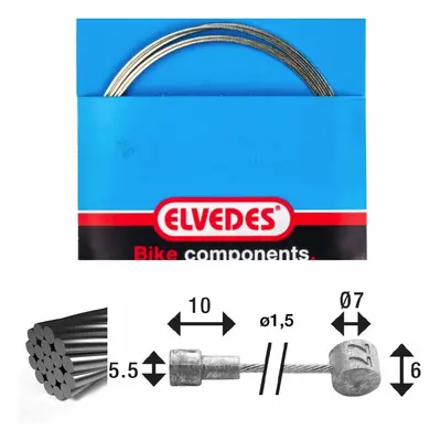 Brake cable 1x19 stainless steel wire ø1,5mm v-head ø5,5x10 and t-nipple Elvedes