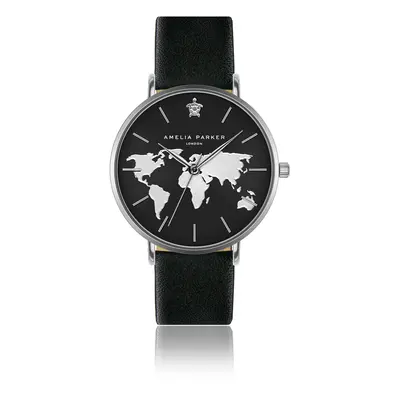 Leather watch woman Amelia Parker Secret Vacation Black