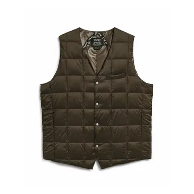 Sleeveless v-neck basic button-Puffer Jacket Taion