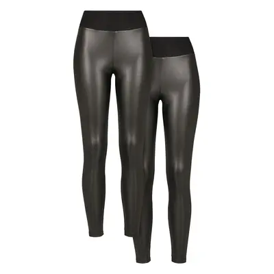 Women's high-waisted faux-leather leggings Urban Classics (x2)