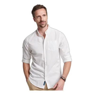 Button-down linen and organic cotton shirt Superdry Studios